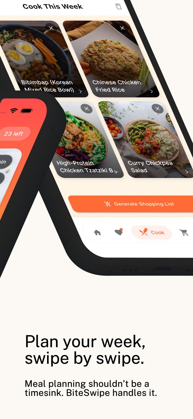 BiteSwipe weekly meal planner