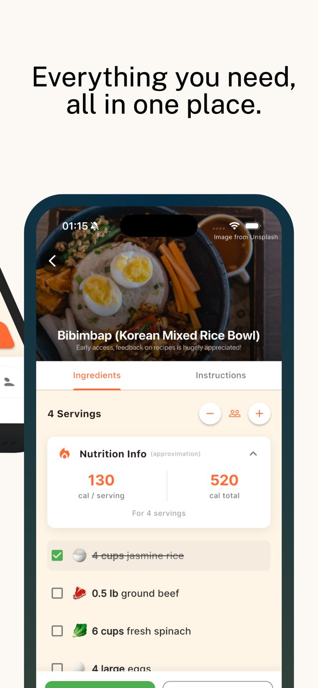 BiteSwipe auto-generated shopping list